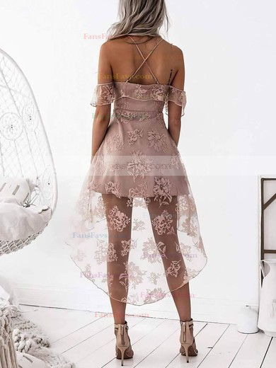 A-line Sweetheart Lace Asymmetrical Draped Prom Dresses #Favs020105368