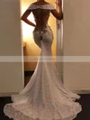 Trumpet/Mermaid Off-the-shoulder Glitter Sweep Train Appliques Lace Prom Dresses #Favs020108631
