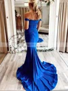 Trumpet/Mermaid Off-the-shoulder Silk-like Satin Sweep Train Ruffles Prom Dresses #Favs020108662