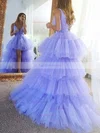 A-line V-neck Tulle Asymmetrical Tiered Prom Dresses #Favs020108663