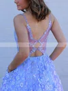 A-line V-neck Lace Sweep Train Pockets Prom Dresses #Favs020108669