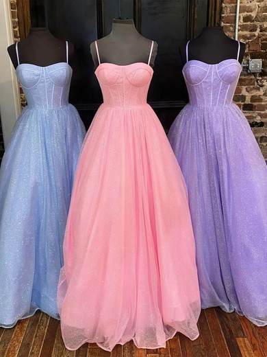 A-line Sweetheart Glitter Sweep Train Pockets Prom Dresses #Favs020108720
