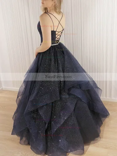 Ball Gown V-neck Glitter Sweep Train Sashes / Ribbons Prom Dresses #Favs020108725