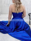 A-line Halter Silk-like Satin Sweep Train Split Front Prom Dresses #Favs020108743