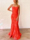 Trumpet/Mermaid Square Neckline Lace Sweep Train Prom Dresses #Favs020108764