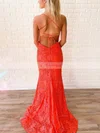 Trumpet/Mermaid Square Neckline Lace Sweep Train Prom Dresses #Favs020108764