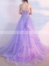 A-line Sweetheart Tulle Sweep Train Appliques Lace Prom Dresses #Favs020108779