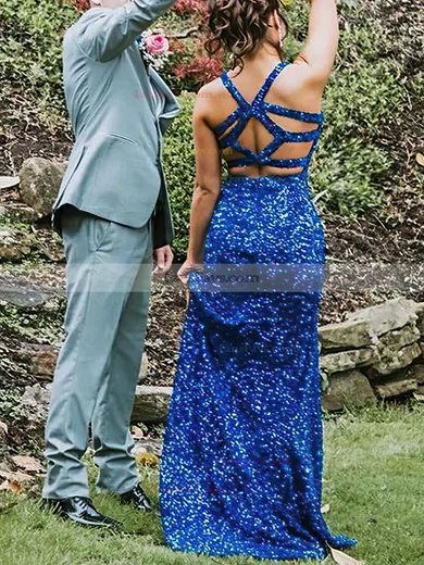 Sheath/Column V-neck Sequined Sweep Train Split Front Prom Dresses #Favs020108783