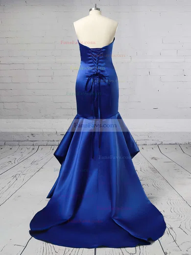 Trumpet/Mermaid Sweetheart Satin Sweep Train Cascading Ruffles Prom Dresses #Favs020105471