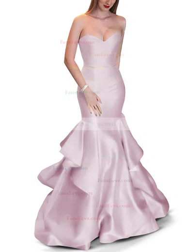 Trumpet/Mermaid Sweetheart Satin Sweep Train Cascading Ruffles Prom Dresses #Favs020105471
