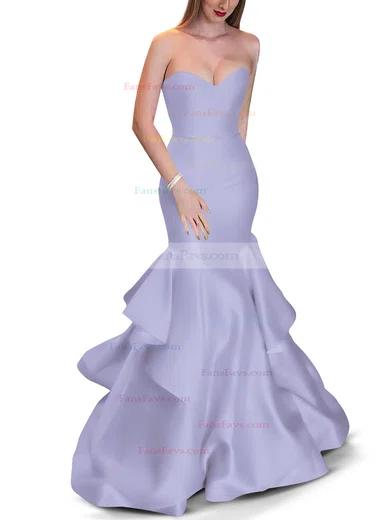 Trumpet/Mermaid Sweetheart Satin Sweep Train Cascading Ruffles Prom Dresses #Favs020105471