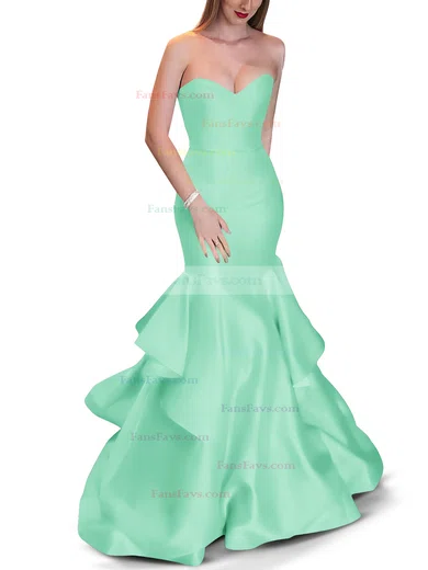 Trumpet/Mermaid Sweetheart Satin Sweep Train Cascading Ruffles Prom Dresses #Favs020105471