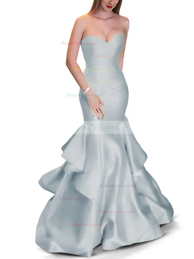 Trumpet/Mermaid Sweetheart Satin Sweep Train Cascading Ruffles Prom Dresses #Favs020105471