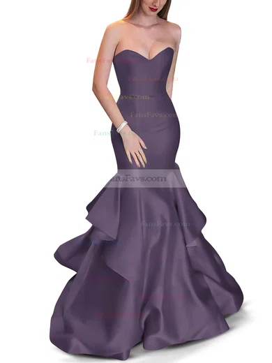 Trumpet/Mermaid Sweetheart Satin Sweep Train Cascading Ruffles Prom Dresses #Favs020105471
