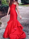 Trumpet/Mermaid Sweetheart Satin Sweep Train Cascading Ruffles Prom Dresses #Favs020105471
