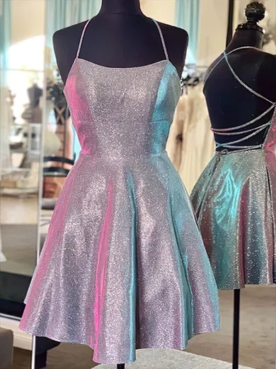 A-line Scoop Neck Shimmer Crepe Short/Mini Homecoming Dresses #Favs020110398