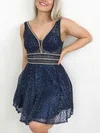 A-line V-neck Lace Short/Mini Homecoming Dresses With Sashes / Ribbons #Favs020110411