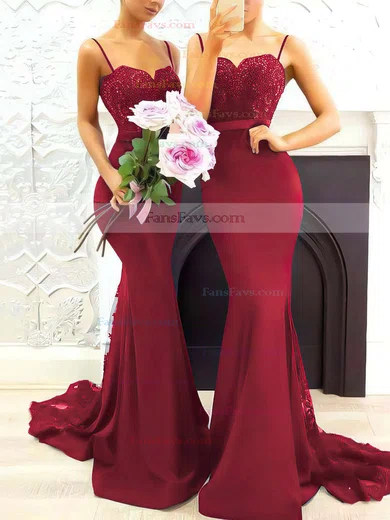 Trumpet/Mermaid Sweetheart Silk-like Satin Sweep Train Appliques Lace Prom Dresses #Favs020105493