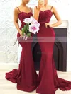 Trumpet/Mermaid Sweetheart Silk-like Satin Sweep Train Appliques Lace Prom Dresses #Favs020105493