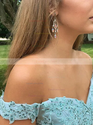 A-line Off-the-shoulder Satin Short/Mini Homecoming Dresses With Lace #Favs020110274