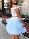 A-line Off-the-shoulder Organza Lace Short/Mini Homecoming Dresses With Beading #Favs020110519