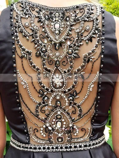 A-line Scoop Neck Silk-like Satin Short/Mini Homecoming Dresses With Pockets #Favs020110523