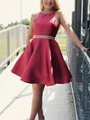 A-line Scoop Neck Satin Short/Mini Homecoming Dresses With Beading #Favs020110525