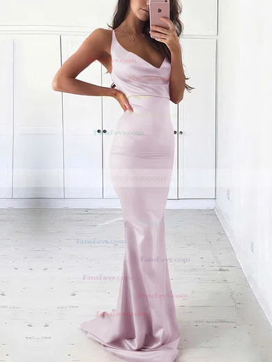 Sheath/Column Cowl Neck Silk-like Satin Sweep Train Prom Dresses #Favs020105542