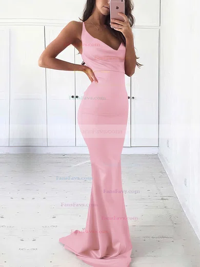 Sheath/Column Cowl Neck Silk-like Satin Sweep Train Prom Dresses #Favs020105542