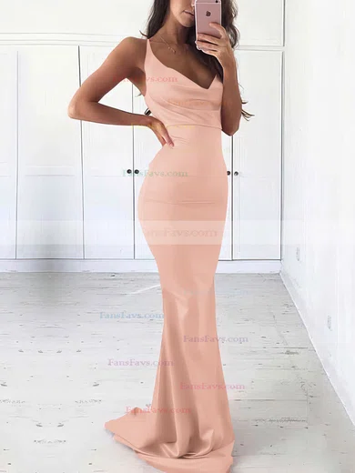 Sheath/Column Cowl Neck Silk-like Satin Sweep Train Prom Dresses #Favs020105542