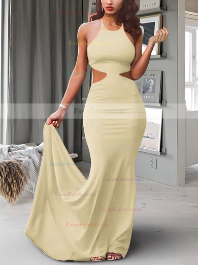 Trumpet/Mermaid Scoop Neck Jersey Sweep Train Prom Dresses #Favs020104329