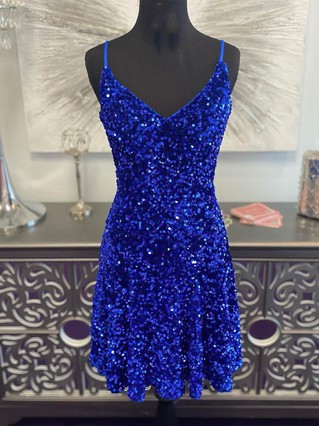 A-line V-neck Sequined Short/Mini Homecoming Dresses #Favs020109832 A-line V-neck Sequined Short/Mini Homecoming Dresses #Favs020109832