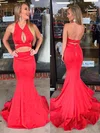Trumpet/Mermaid Halter Stretch Crepe Sweep Train Prom Dresses #Favs020105655
