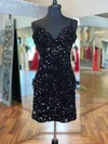 Sheath/Column V-neck Sequined Short/Mini Homecoming Dresses #Favs020109890