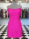 Sheath/Column Scoop Neck Sequined Short/Mini Homecoming Dresses #Favs020109896