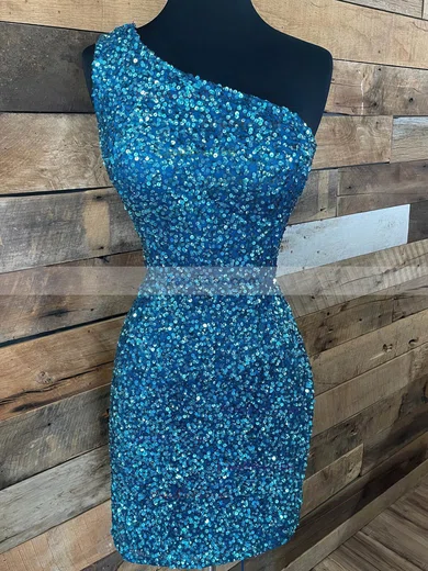 Sheath/Column One Shoulder Sequined Short/Mini Homecoming Dresses #Favs020109898