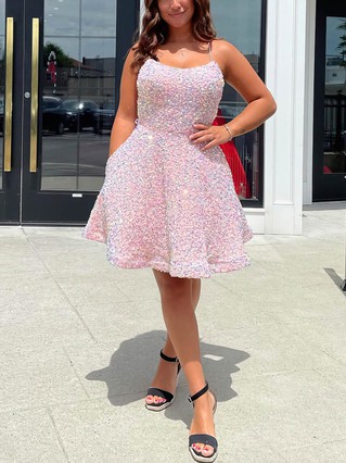A-line Scoop Neck Sequined Short/Mini Homecoming Dresses #Favs020109906 A-line Scoop Neck Sequined Short/Mini Homecoming Dresses #Favs020109906