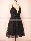 A-line V-neck Lace Short/Mini Homecoming Dresses With Sashes / Ribbons #Favs020109922
