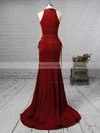 Trumpet/Mermaid High Neck Jersey Sweep Train Prom Dresses #Favs020105684