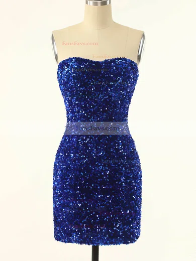 Sheath/Column Strapless Sequined Short/Mini Homecoming Dresses #Favs020109934