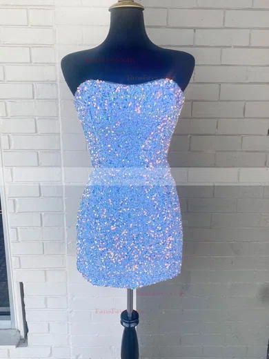 Sheath/Column Strapless Sequined Short/Mini Homecoming Dresses #Favs020109934
