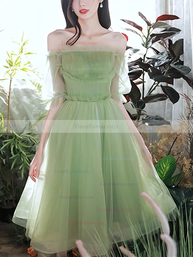 A-line Square Neckline Tulle Knee-length Homecoming Dresses #Favs020109935