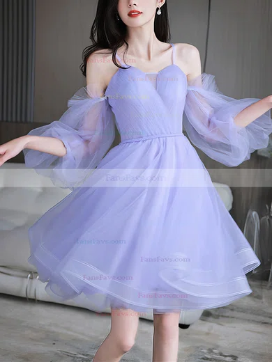 A-line Off-the-shoulder Tulle Short/Mini Homecoming Dresses #Favs020109936
