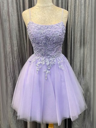A-line Scoop Neck Tulle Short/Mini Homecoming Dresses With Lace #Favs020109945 A-line Scoop Neck Tulle Short/Mini Homecoming Dresses With Lace #Favs020109945