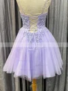 A-line Scoop Neck Tulle Short/Mini Homecoming Dresses With Lace #Favs020109945