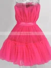 A-line Strapless Tulle Short/Mini Homecoming Dresses With Sashes / Ribbons #Favs020109949