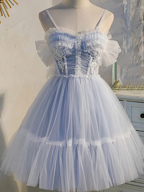 A-line Sweetheart Tulle Short/Mini Homecoming Dresses With Lace #Favs020109952