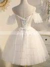 A-line Off-the-shoulder Tulle Short/Mini Homecoming Dresses With Lace #Favs020109953