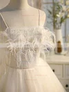 A-line Square Neckline Tulle Short/Mini Homecoming Dresses With Feathers / Fur #Favs020109955
