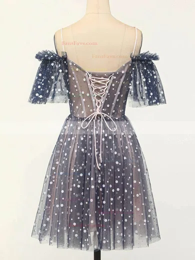 A-line Off-the-shoulder Tulle Short/Mini Homecoming Dresses With Ruffles #Favs020109961